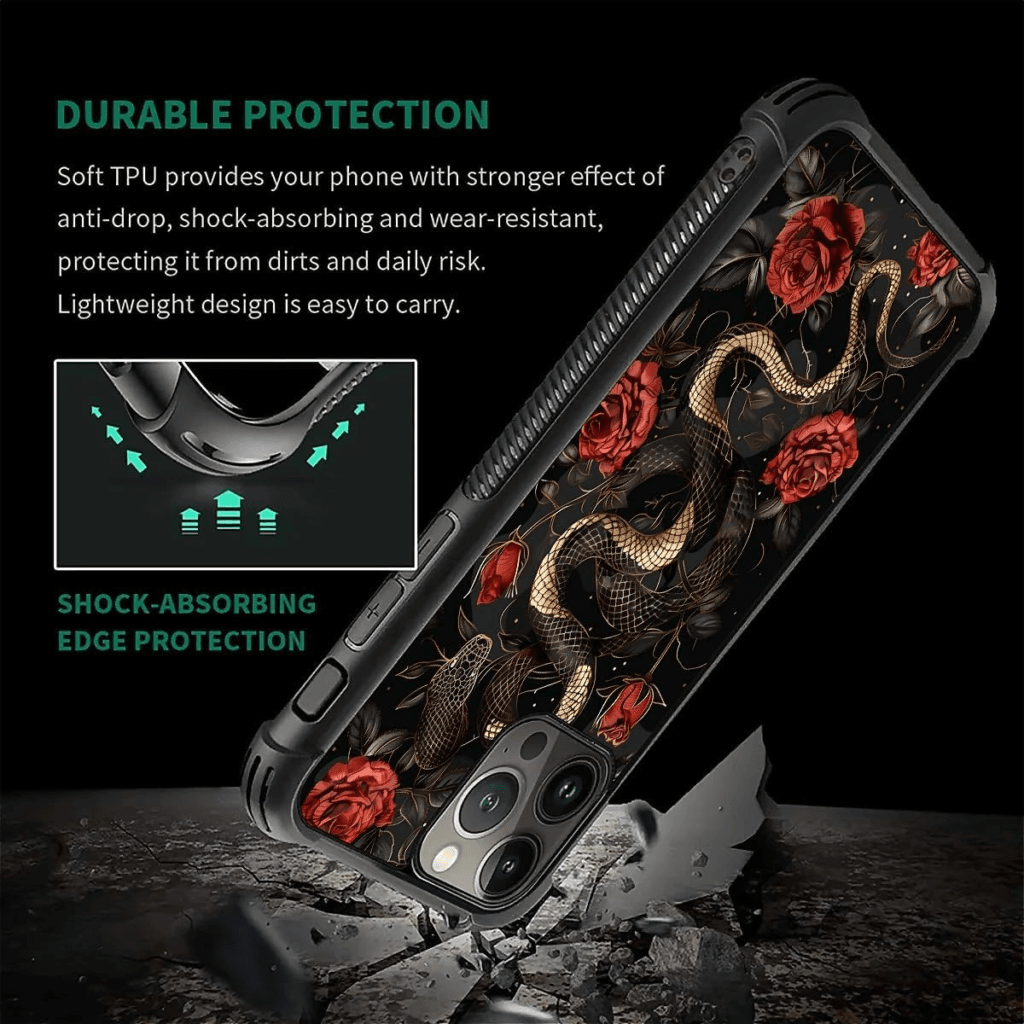 Black phone case with snake